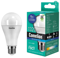 Лампа св/д Camelion ЛОН A60 E27 15W(1320lm 270°) 6500K матов. 120х60 пластик