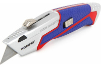 Нож выдвижной строительный с автоматической подачей, 5 лезвий трапец. WORKPRO