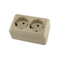 Колодка 2 гн. 16А 250В Эко (АБС-пластик, сосна, земля) TDM