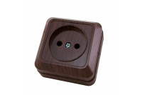 Розетка 1-местная открытой установки (керамика) 10А бук 