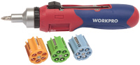 Отвертка реверсивная с храповым механизмом и автоматической сменой бит (24насадки)  WORKPRO