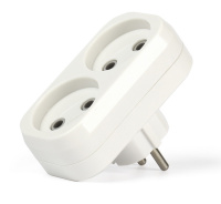 Разветвитель 2 роз. 10А (АБС-пластик, линейный, белый) SmartBuy