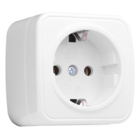 Розетка Минск 1-местная ОП 16А с заземлением белая Basic EKF