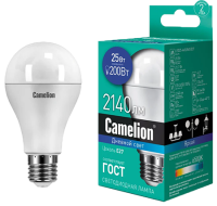 Лампа св/д Camelion ЛОН A65 E27 25W(2140lm 270°) 6500K 6K матов. 134х67