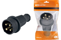 Вилка прямая каучук 3Р+РЕ 32А 380В IP44 ТDM