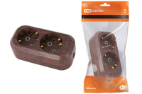 Колодка 2 гн. 10А 250В Эко (АБС-пластик, бук, земля) TDM