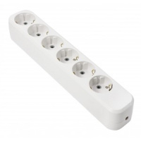 Колодка 6 гн. 16А 250В (корпус АБС-пластик, белая, земля, выкл.) TDM