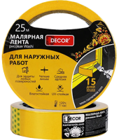 Малярная лента для наружных работ оранжевая 38 мм х25 м DECOR