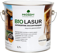 Антисептик PROSEPT BIO LASUR лессирующий защитно-декоративный Белый Люкс 2,7л