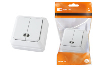 Выключатель 2кл открытой установки  (инд.) 10А белый Ладога TDM