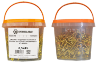 Саморез по дереву усиленный Daxmer 3,5х45 желтопассированный 1 кг - ведро