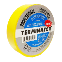 Изолента огнеупорная всепогодная ПВХ желтая 19 мм х 20 м  0,17 мм IU1K TERMINATOR