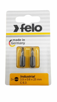 Бита плоская шлицевая 3,5*0,6*25, 2шт в блистере, серия Industrial Felo