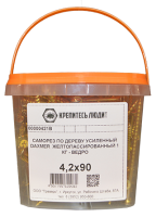 Саморез по дереву усиленный Daxmer 4,2х90 желтопассированный 1 кг - ведро